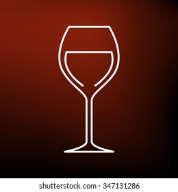 Wine glass icon. Winery sign. Alcohol beverage symbol. Thin line icon on red background. Vector illustration.