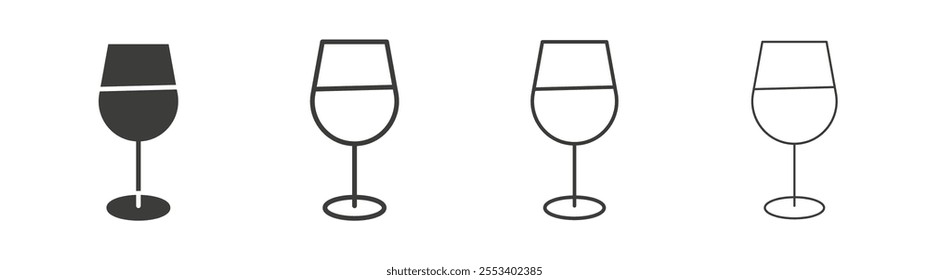 Wine glass icons collection. vector set in black color