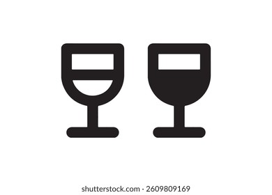 Wine glass icons in outline and solid style Vector