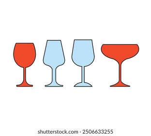 wine glass icons set vector illustration