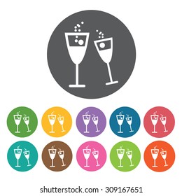 Wine glass icons set. Vector Illustration eps10