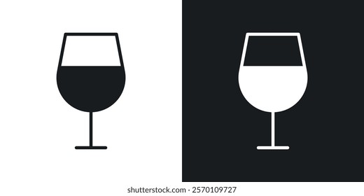Wine glass icons in solid black and white colors