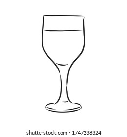 wine glass isolated. Hand drawn sketch of Claret for restaurant, bar, cafe menu design. a glass of wine, vector sketch illustration