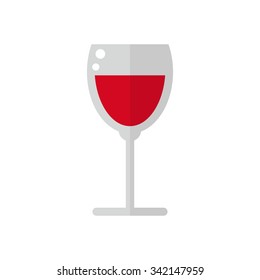 Wine glass isolated icon on white background. Red wine. Glass of wine. Flat style vector illustration. 