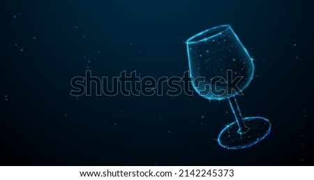 Wine glass. line, dot and low polygon, structure design. Vector illustration