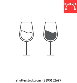 Wine glass line and glyph icon, drink and alcohol, glass of wine vector icon, vector graphics, editable stroke outline sign, eps 10.