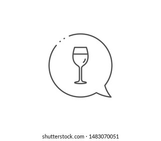 Wine glass line icon. Chat bubble design. Bordeaux glass sign. Outline concept. Thin line wine glass icon. Vector