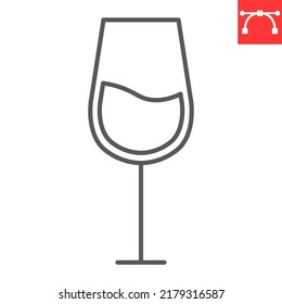 Wine glass line icon, drink and alcohol, glass of wine vector icon, vector graphics, editable stroke outline sign, eps 10.