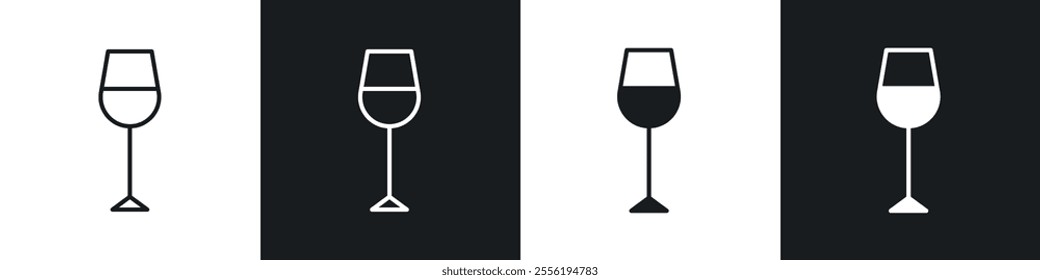Wine glass linear icon set for app, and web design.