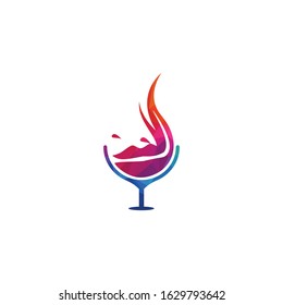 Wine glass and lips vector logo design.