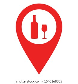 Wine glass and location pin