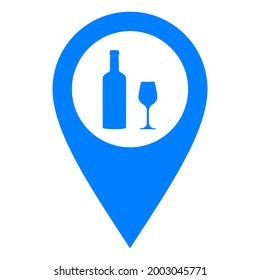 Wine glass and location pin