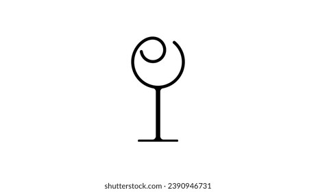 wine glass logo, black isolated geometric simple logo