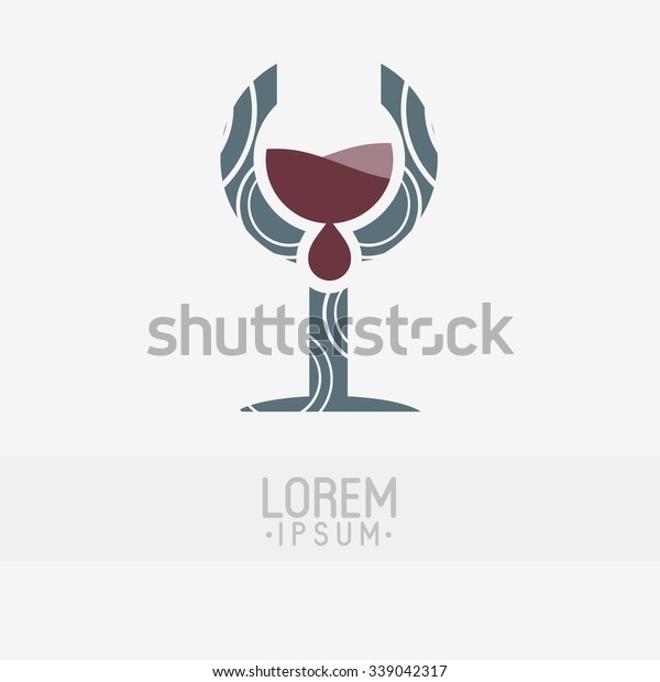 Wine Glass Logo Design Stock Vector (Royalty Free) 339042317