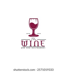 wine glass logo design. luxury wine logo inspiration bar and restaurant logo