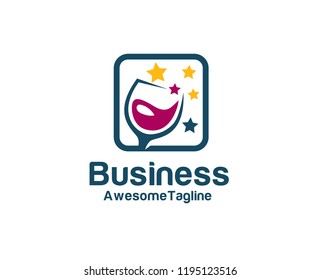 wine glass logo design and party time logo icon