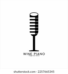 Wine glass logo design with piano.