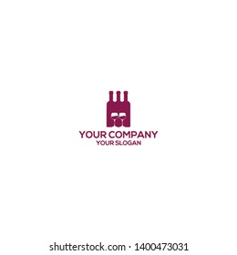 wine and glass logo design vector