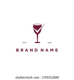 wine glass logo design vector template