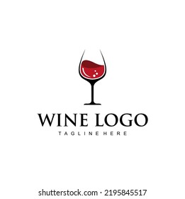 Wine Glass Logo Design Vector