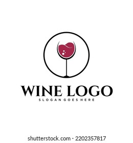 Wine Glass Logo Design Vector