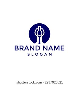 wine glass logo design vector  template