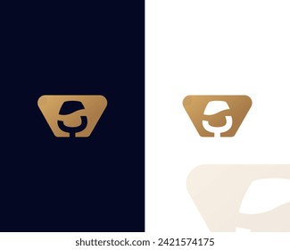 Wine glass logo design with w combination food logo