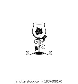 wine glass logo and icon