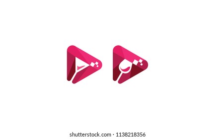 wine glass logo icon vector