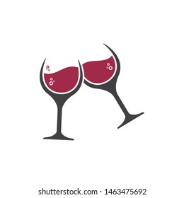 wine glass logo icon vector illustration design template