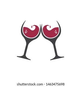 wine glass logo icon vector illustration design template