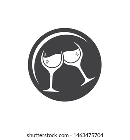 wine glass logo icon vector illustration design template
