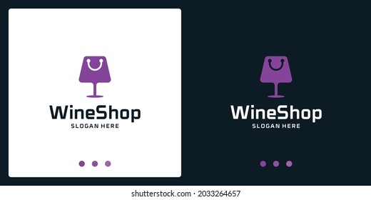 wine glass logo inspiration and shopping bag logo. premium vector.