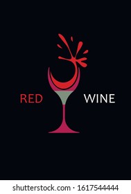 Wine glass logo on a black background