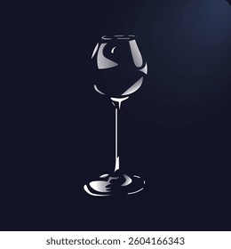 Wine glass logo. Realistic empty glasses. Icon for design. Easily editable. vector illustration isolated on dark background.