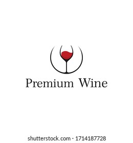 Wine Glass Logo. Red And White Wine Vintage Design Background