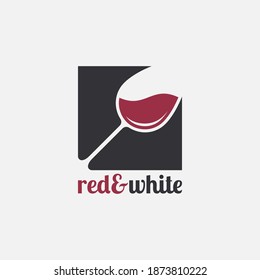 Wine glass logo. Red and white wine on white background