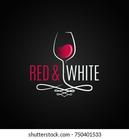 Wine Glass Logo. Red And White Wine Vintage Design Background