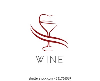 Wine glass logo template. Creative design
