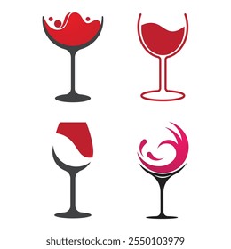 Wine Glass Logo Template icon Illustration design