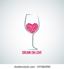 Wine Glass Love Heart Concept Design Background