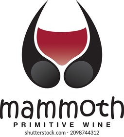 Wine Glass Mammoth Tusk Negative Space Vector Logo