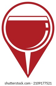 Wine glass map pin flat icon, pointer minimal vector symbol, marker sign.