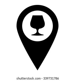 Wine glass - map pointer vector icon