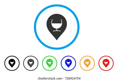 Wine Glass Marker rounded icon. Style is a flat wine glass marker gray symbol inside light blue circle with black, gray, green, blue, red, orange variants.