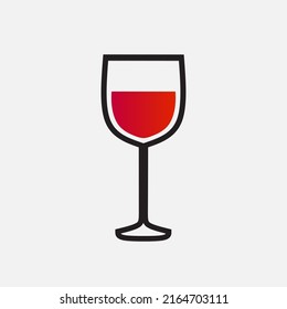 Wine glass minimalist logo. Simple vector design. Isolated with soft background.