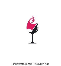 wine glass music note   icon vector illustration concept design template
