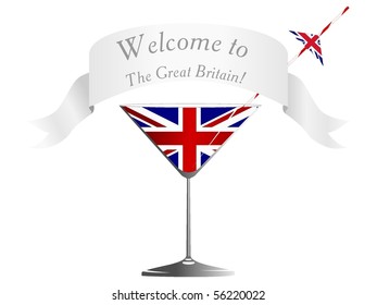Wine glass with national symbolics of Great Britain