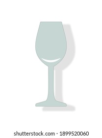 Wine glass on white background. Icon with light shade