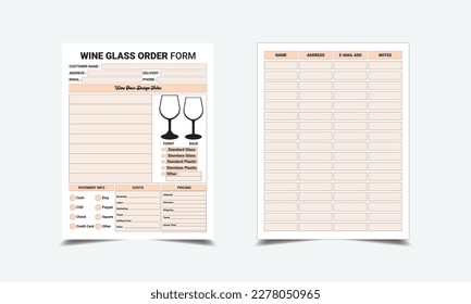 Wine Glass Order Form kdp interior